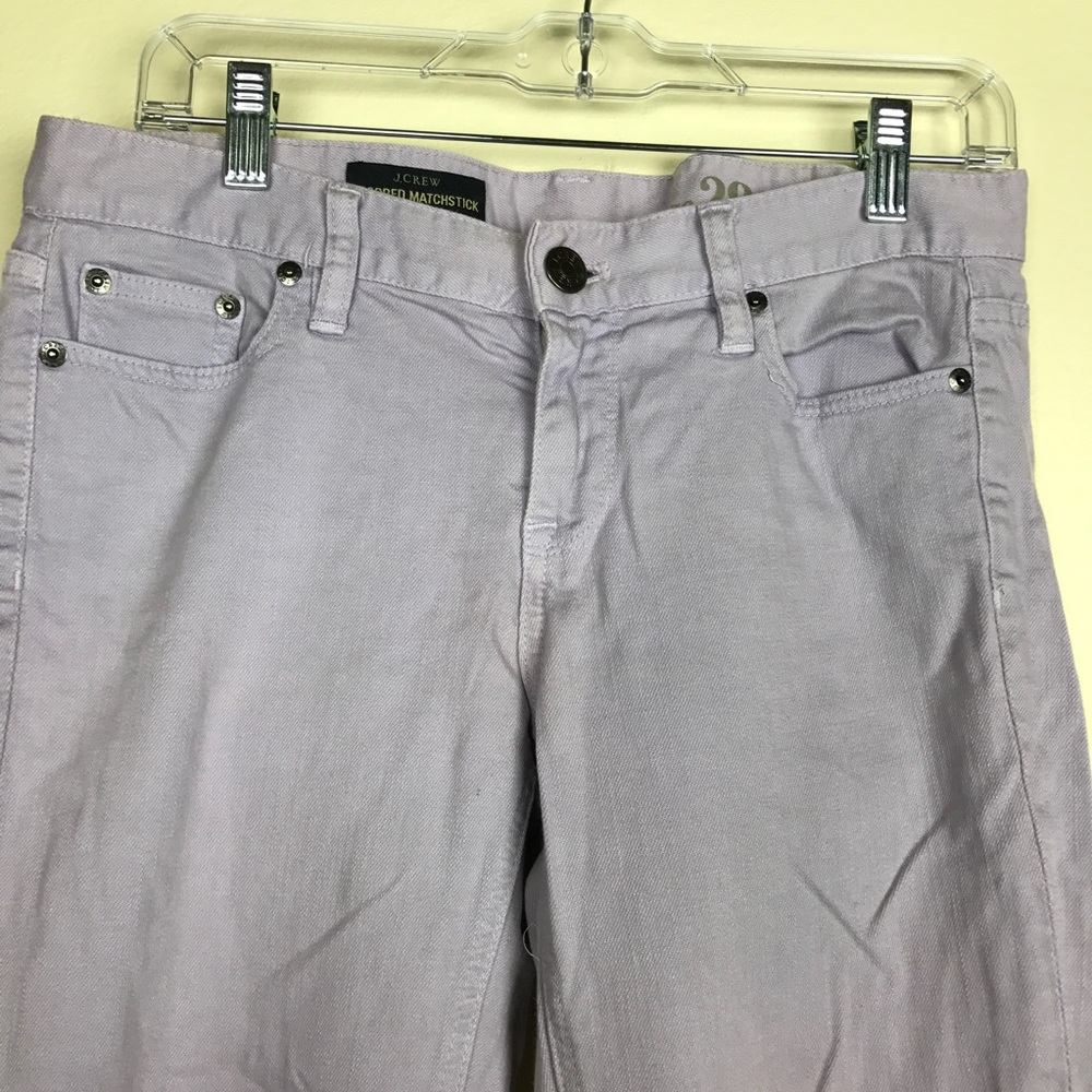 J.CREW CROPPED MATCHSTICK LILAC JEANS  29 - Picture 5 of 8